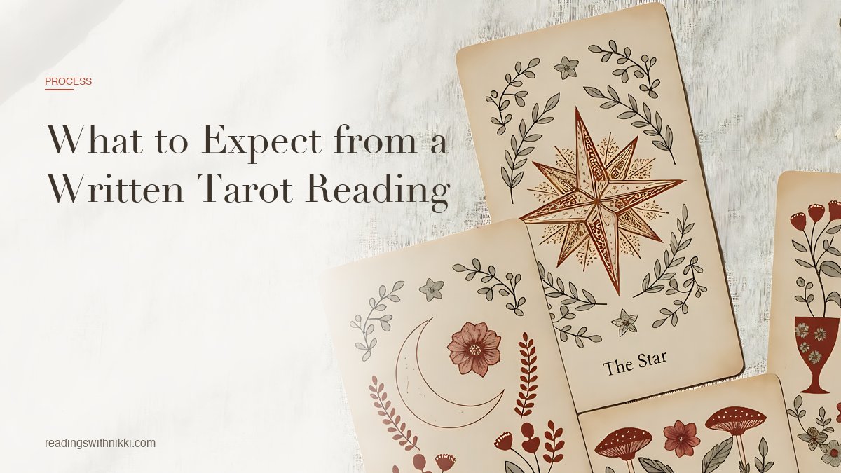 Open envelope and tarot cards on linen — what to expect from a written reading