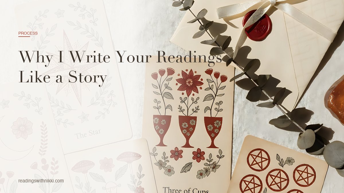 Tarot cards laid out as a story spread